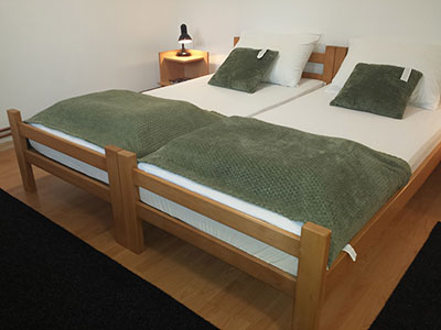 Studio apartment interior with bedroom area in Subotica
